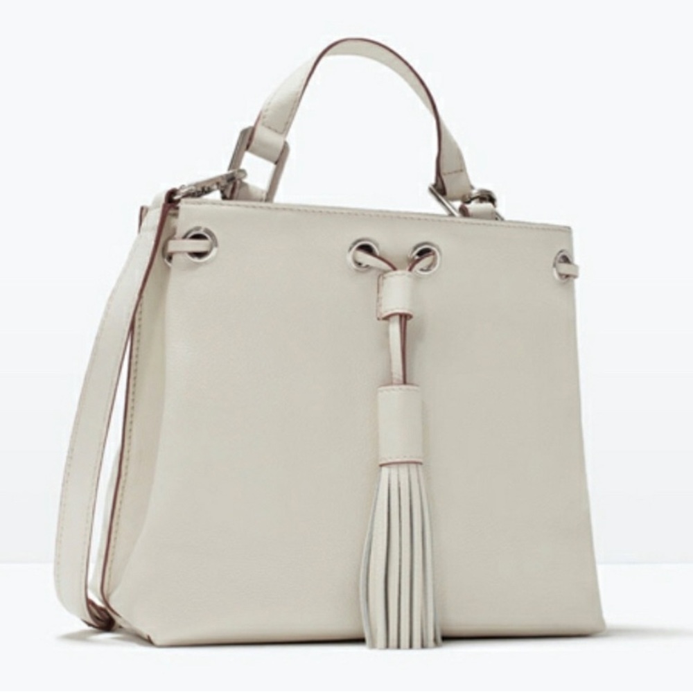 Zara leather tassel crossbody and tote bag